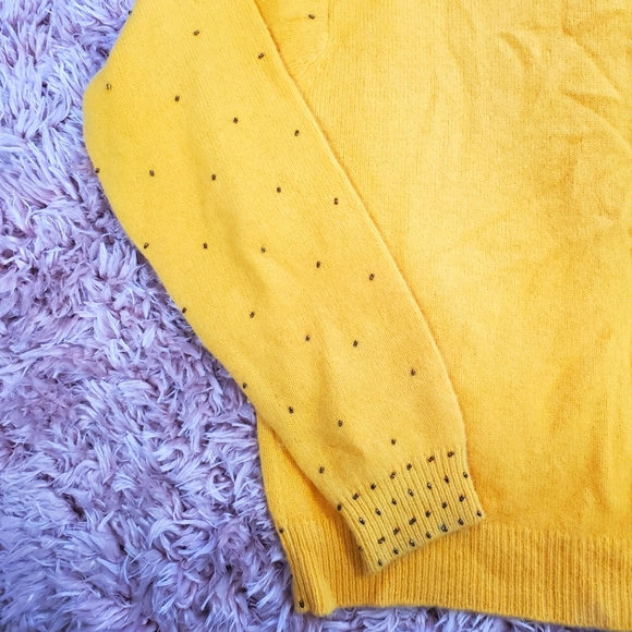 Alain Manoukian Yellow Cardigan with Bronze Beaded Embellishment Size S/M - Picture 7 of 8